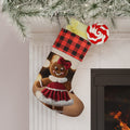 Gingerbread Girl Christmas Stocking with Buffalo Plaid Cuff
