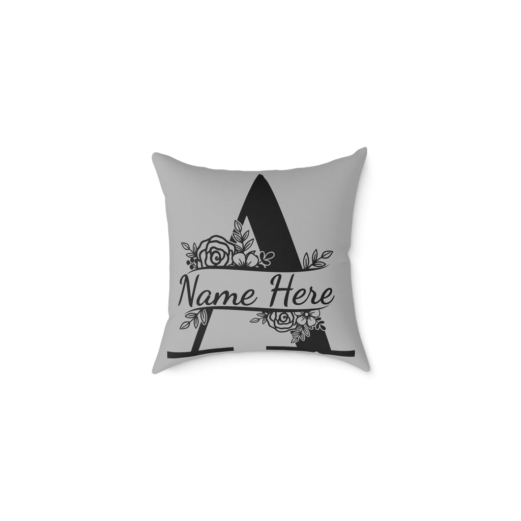 Personalized Monogram Pillow Cover - Floral Initial Accent (Name Here)