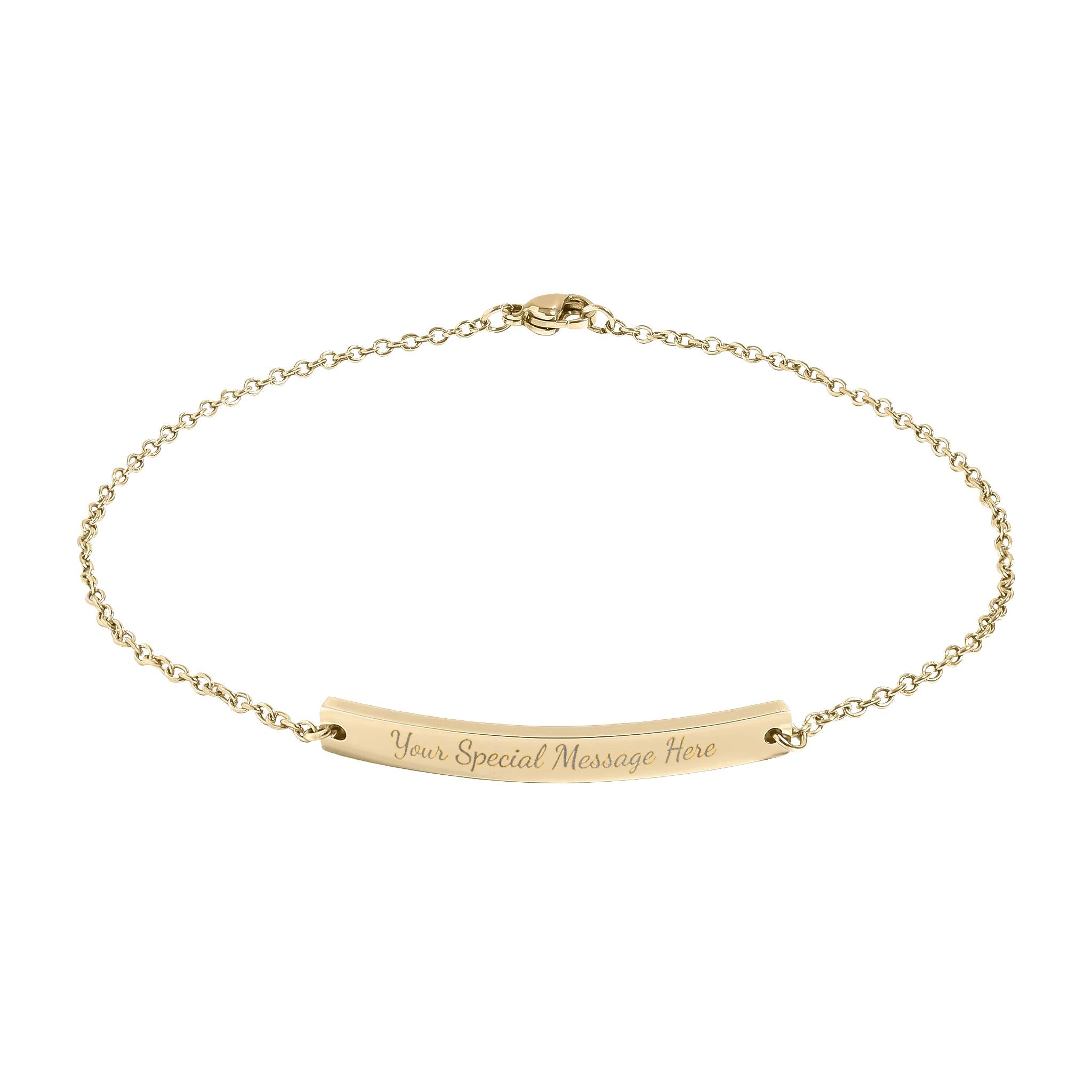 Engravable Curved Bar Anklet — Personalized Rose Gold or Black Chain
