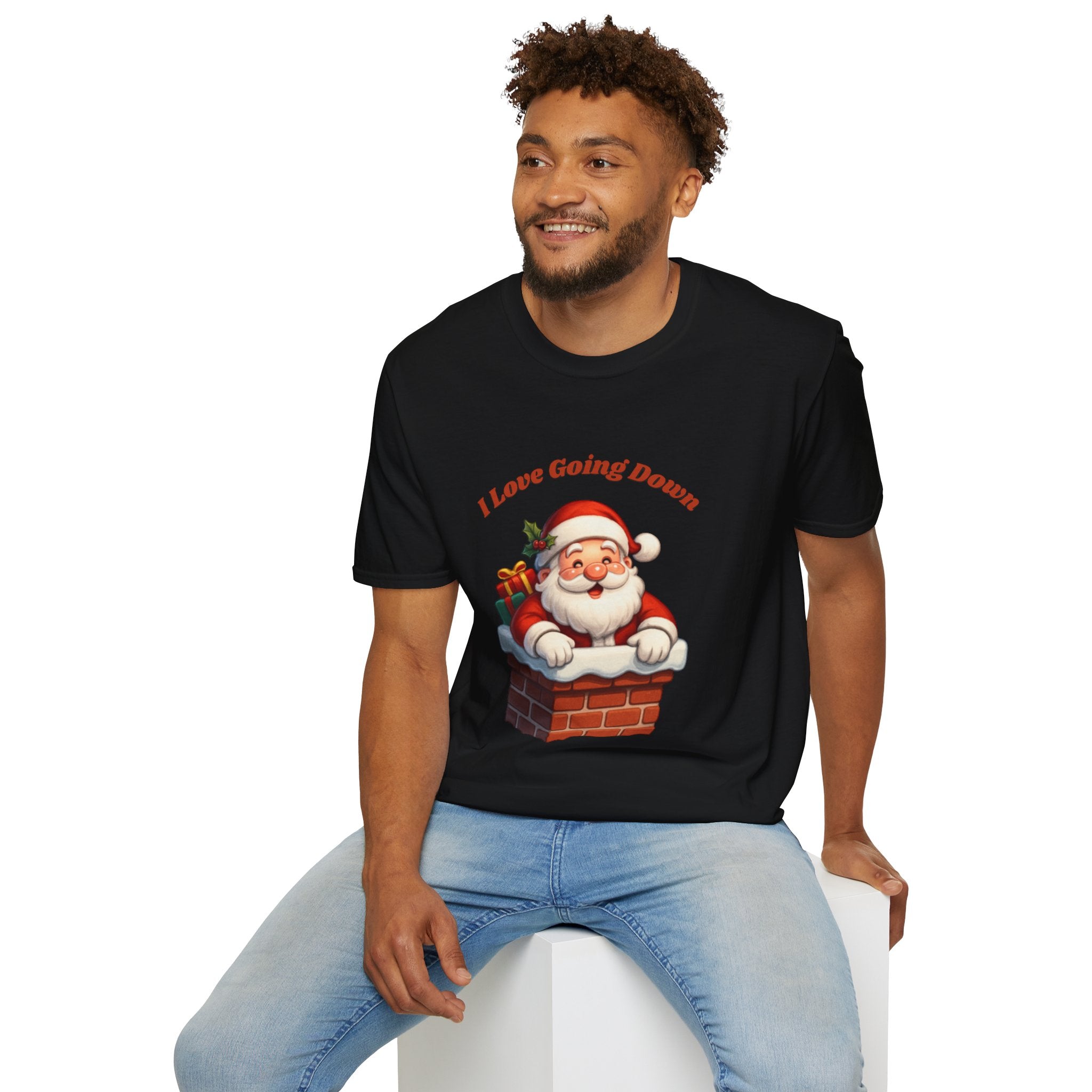 Adult Themed Santa Chimney T-Shirt - 'I Love Going Down' Christmas Attire