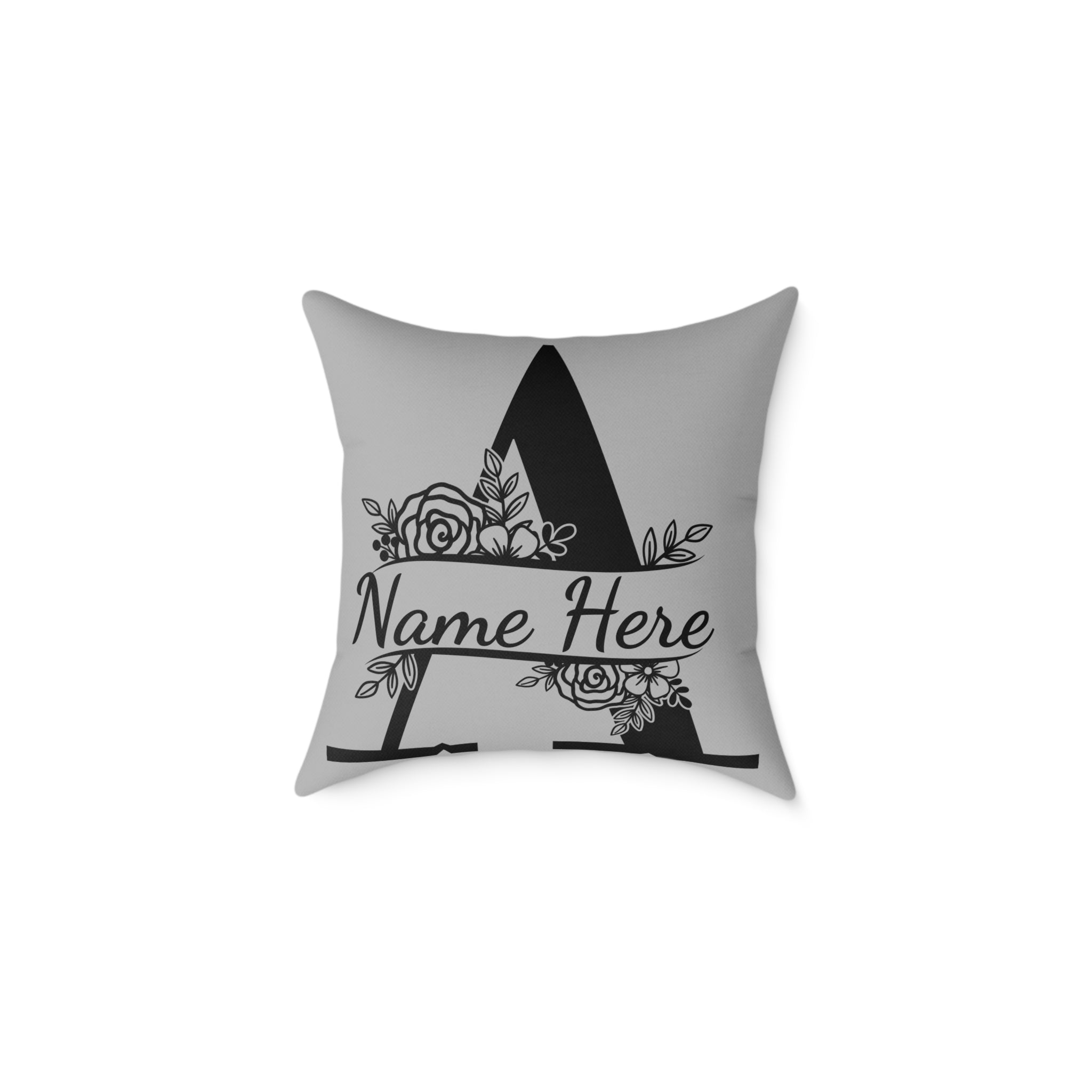 Personalized Monogram Pillow Cover - Floral Initial Accent (Name Here)