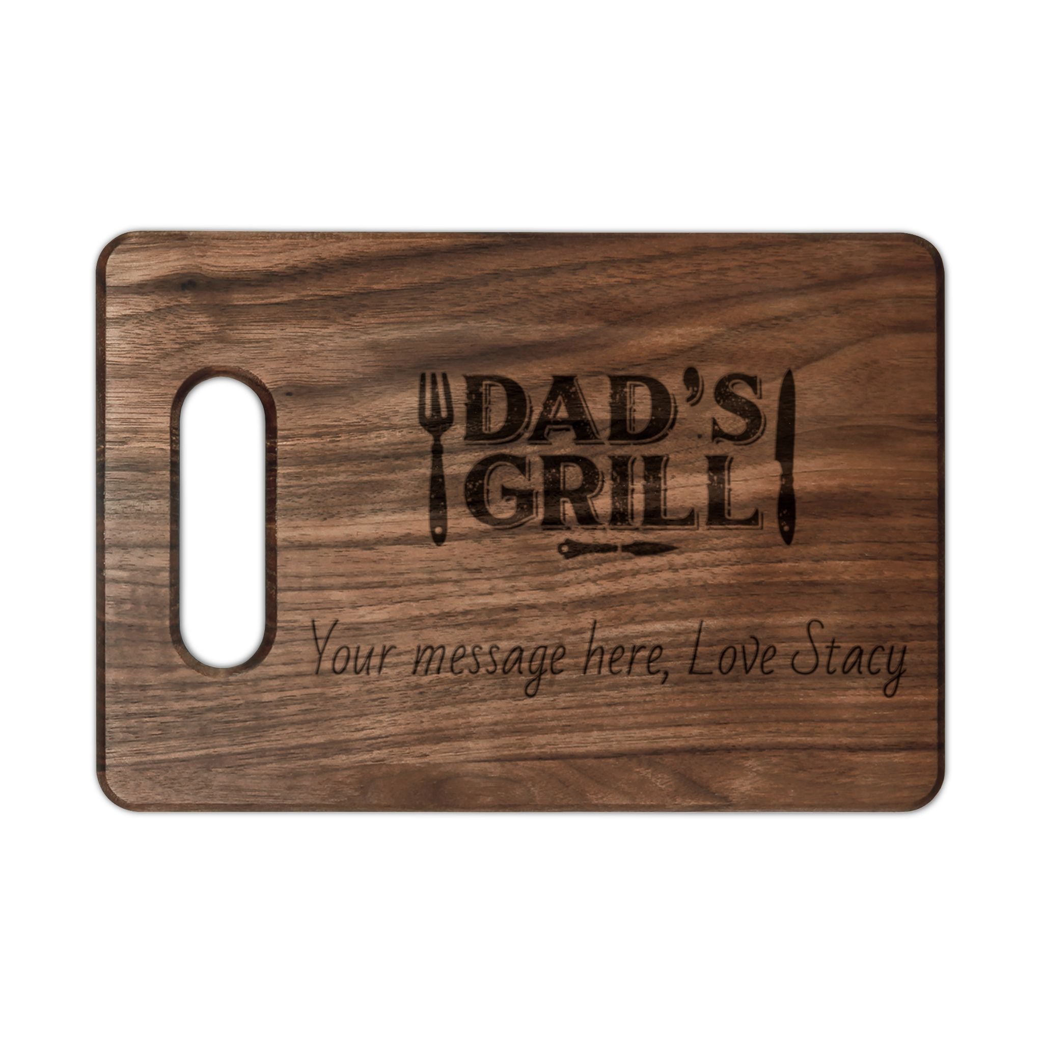 Engraved 'Dad's Grill' Wooden Cutting Board – Personalized BBQ Gift