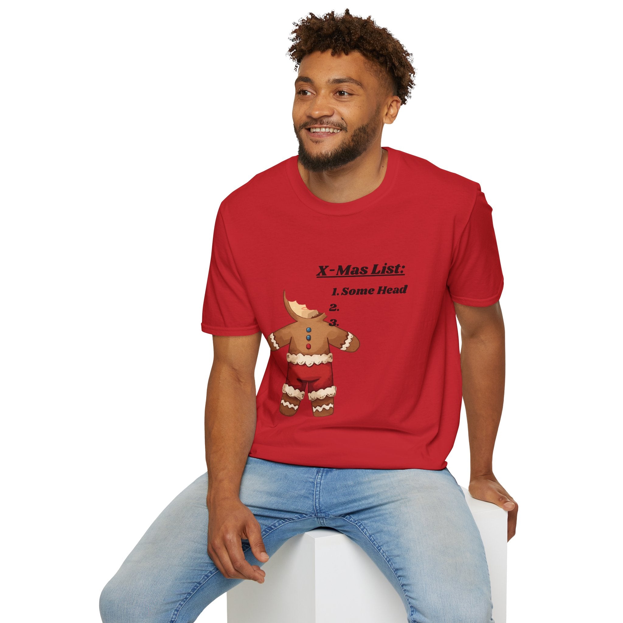 Adult Themed Gingerbread Man T-Shirt — 'All I Want For Christmas Is Some Head' Christmas Attire