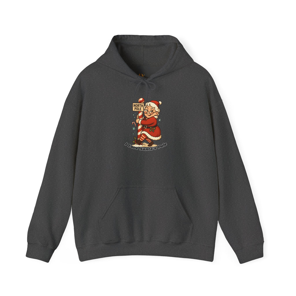 Adult Themed Mrs. Clause Hoodie - 'I Love Santa's Pole' Christmas Attire