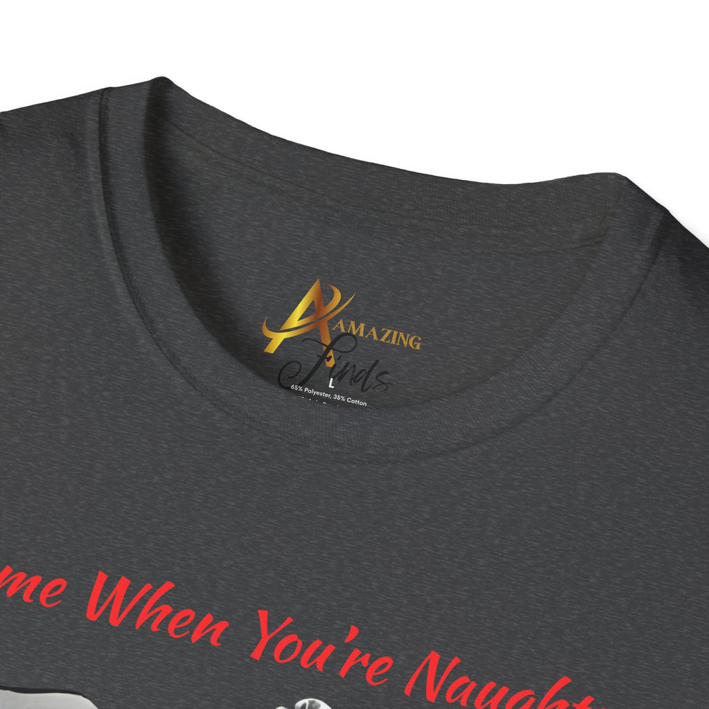 Adult Themed Santa In Bed T-Shirt – 'I Come When You’re Naughty' Christmas Attire