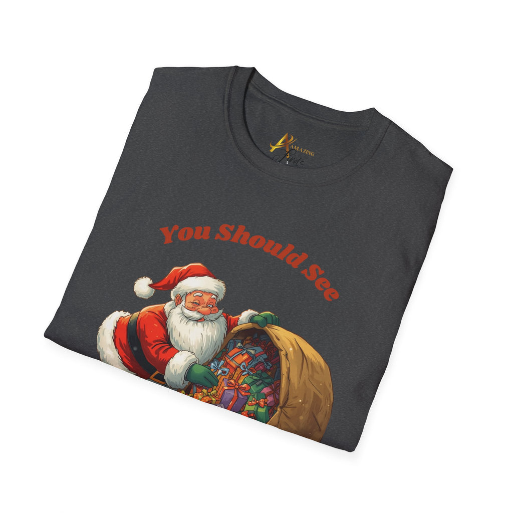 Adult Themed Santa with Sack T-Shirt - 'You Should See The Size Of My Sack' Christmas Attire