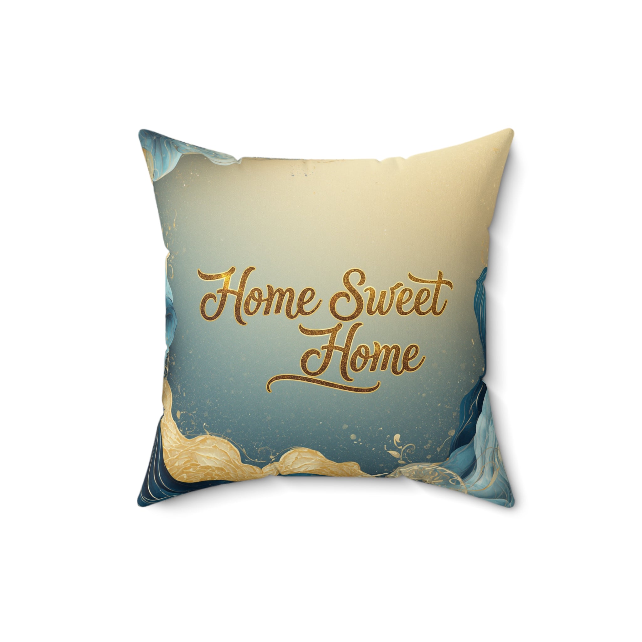 Home Sweet Home Faux Suede Pillow - Coastal Blue Decorative Throw Pillow