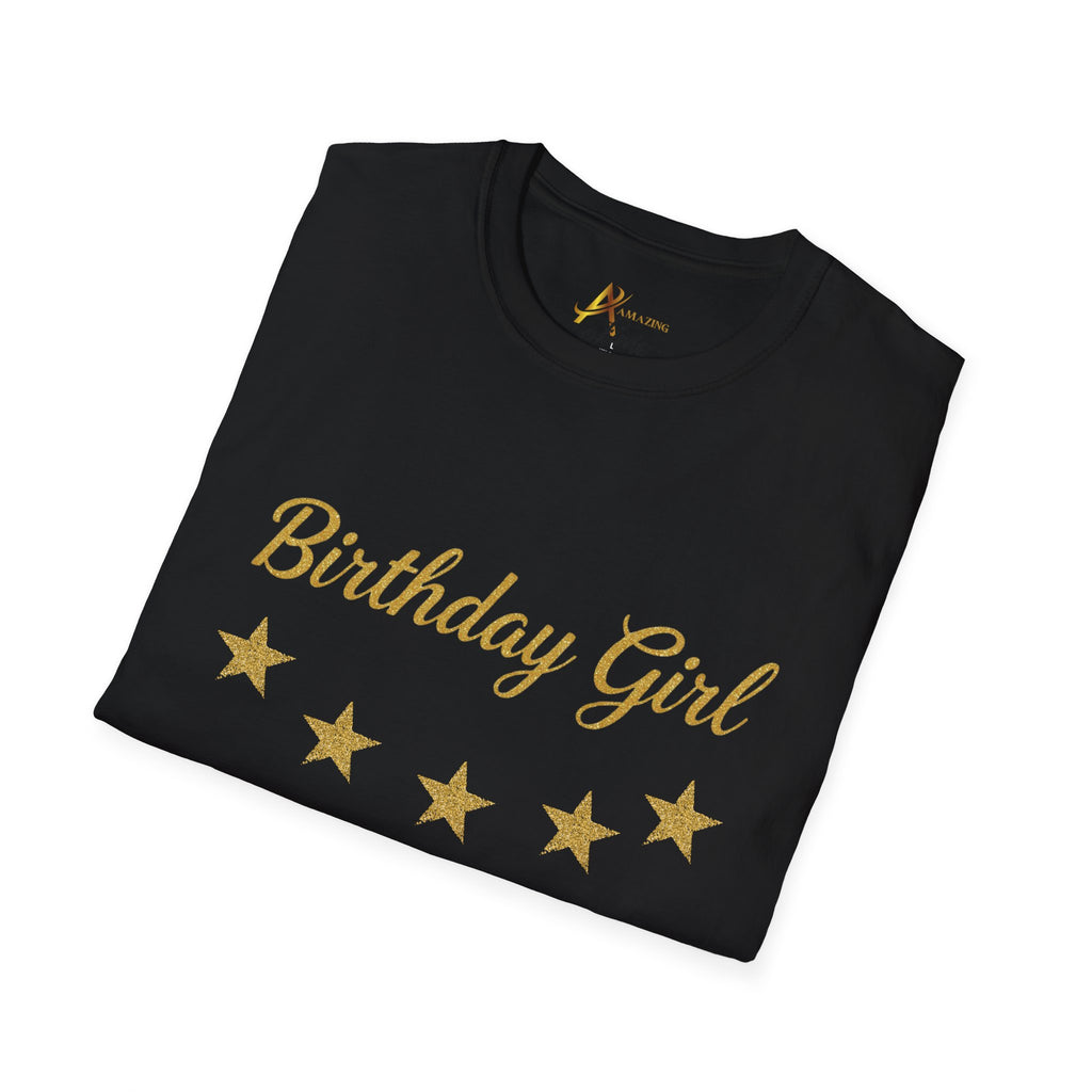 Birthday Girl T‑Shirt — Personalized 'Your Name Here' Gold Stars Tee
