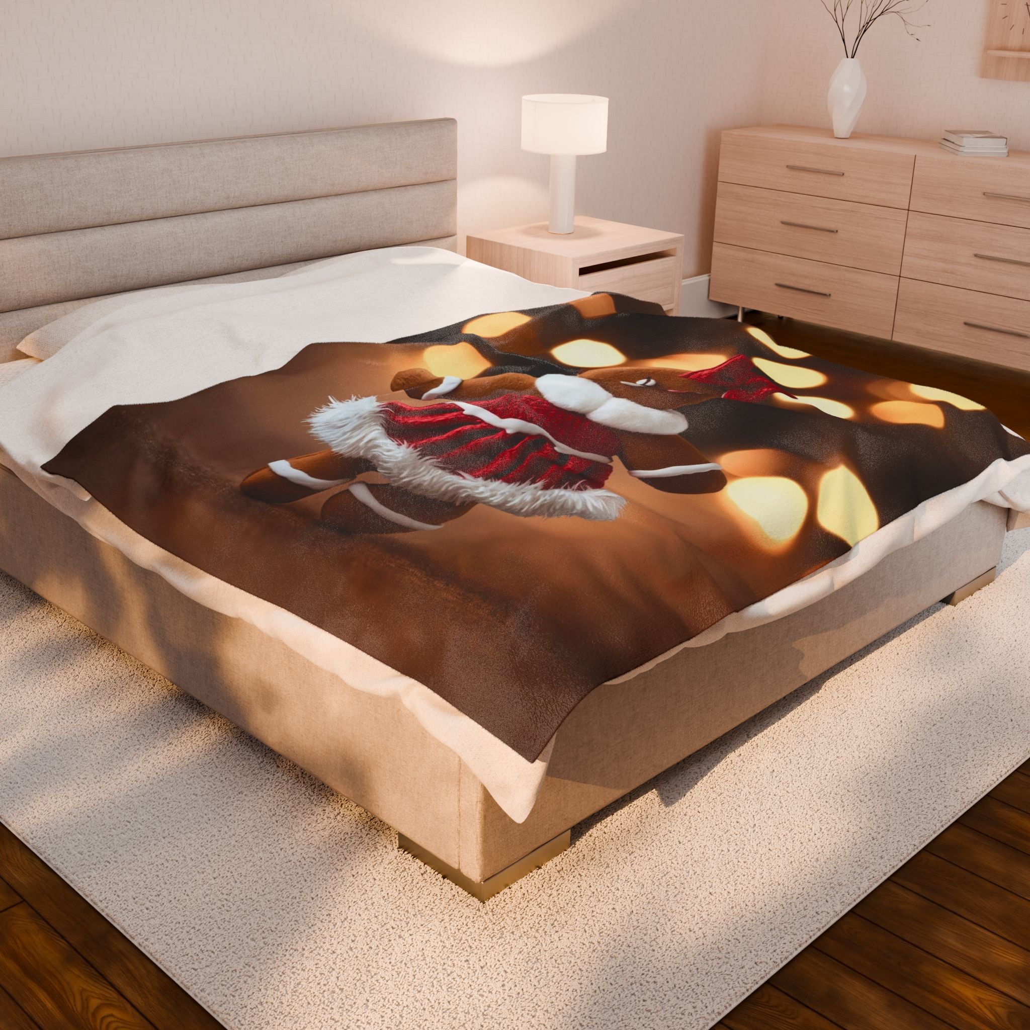 Gingerbread Girl Holiday Plush Blanket — Velveteen Christmas Throw