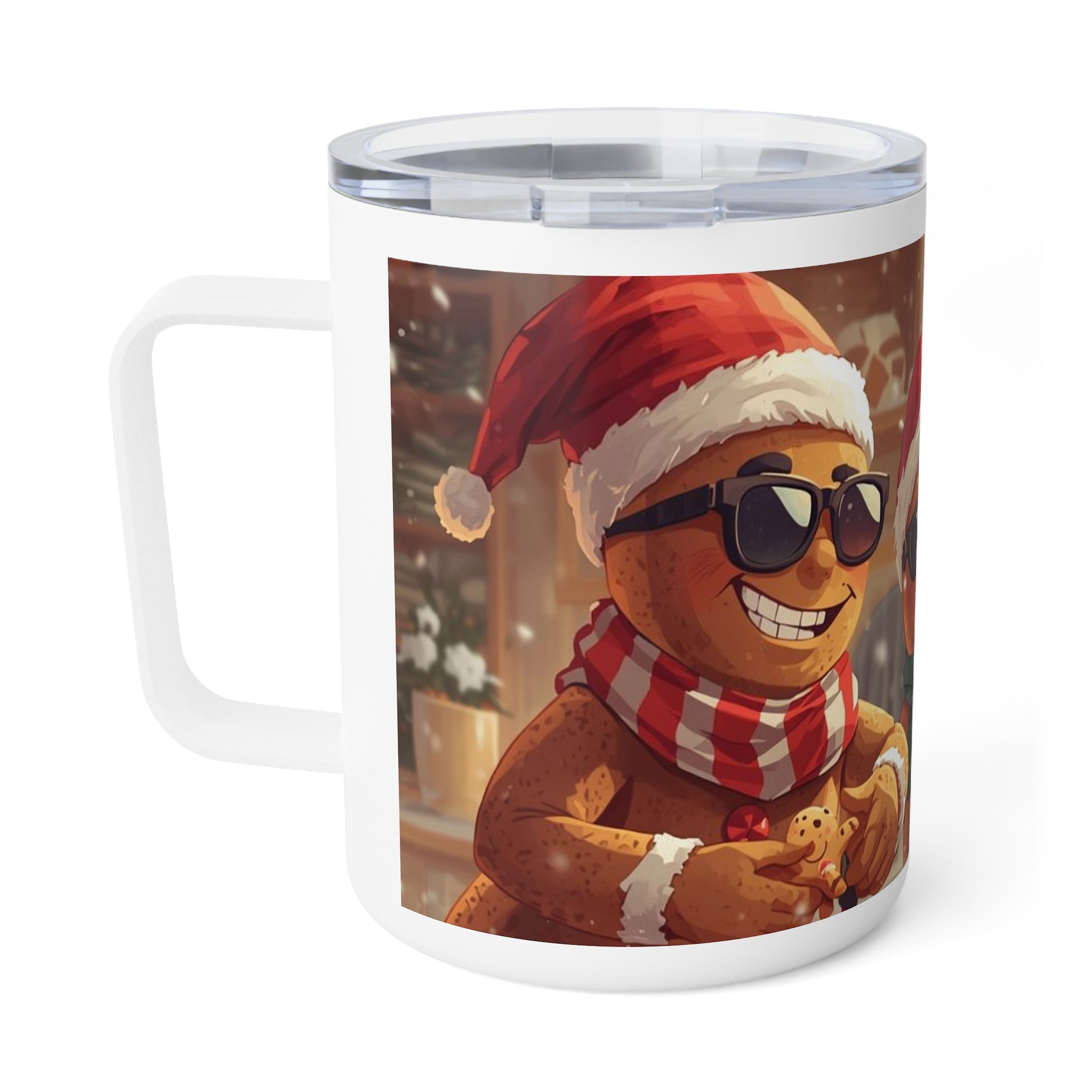 10oz Insulated Coffee Mug — Cool Gingerbread Holiday Coffee Tumbler