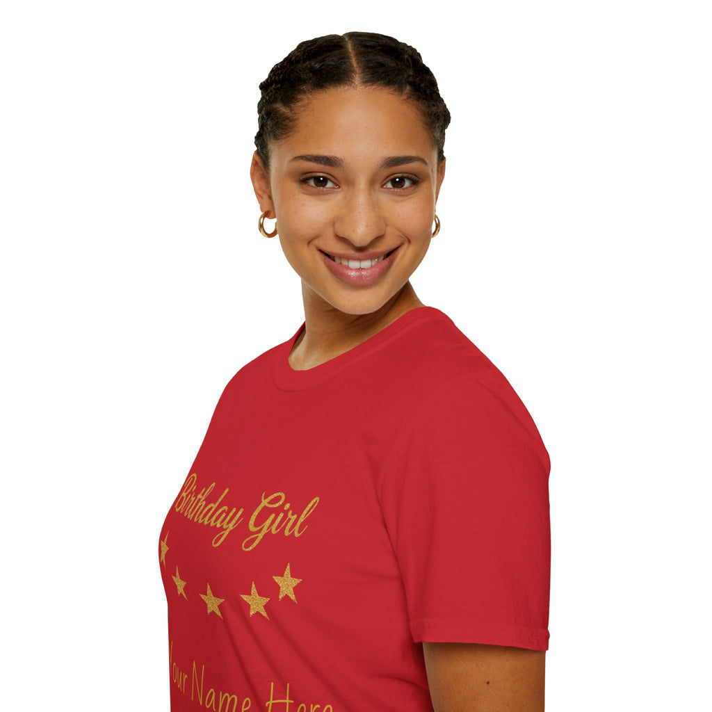 Birthday Girl T‑Shirt — Personalized 'Your Name Here' Gold Stars Tee
