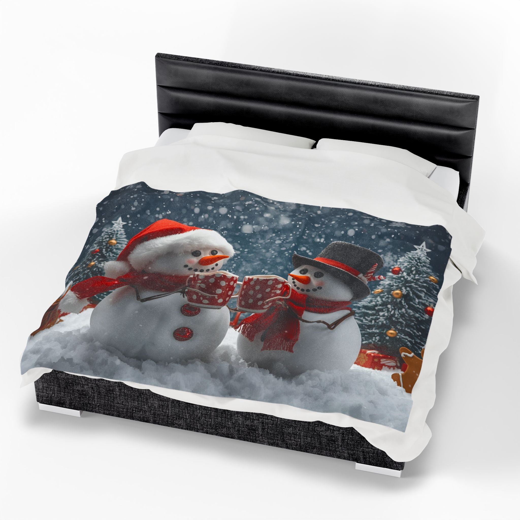 Christmas Snowman Velveteen Plush Blanket – Cozy Holiday Throw
