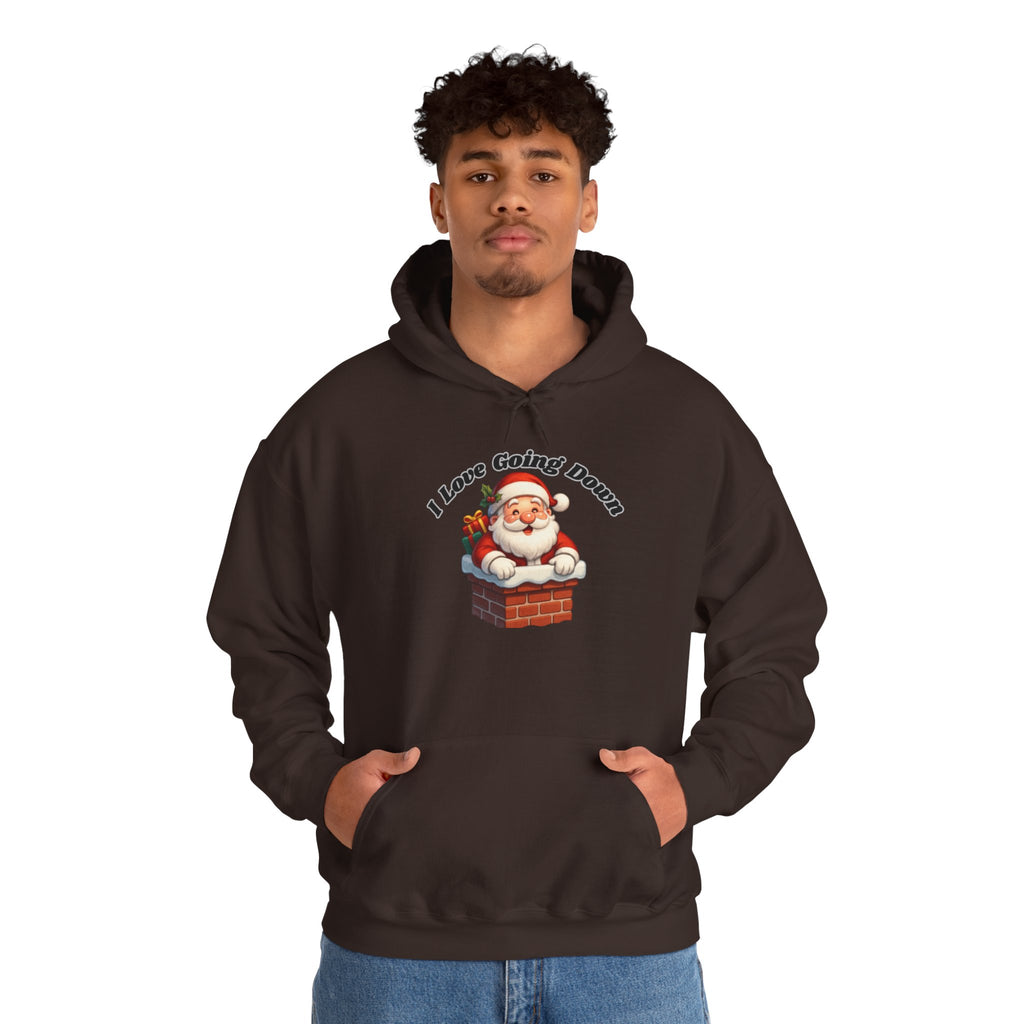 Adult Themed Santa Chimney Hoodie - 'I Love Going Down' Christmas Attire