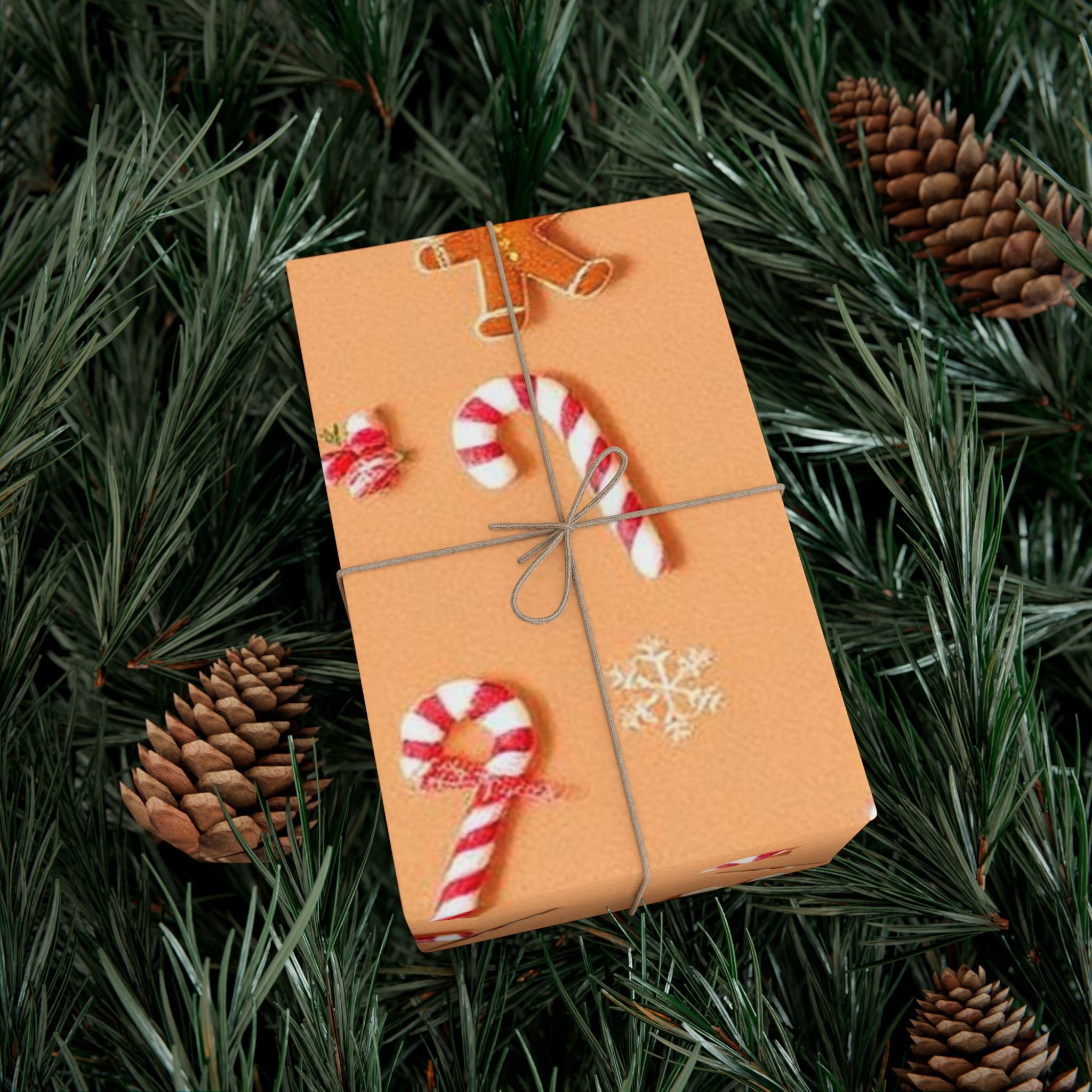 Wrapping Paper — Gingerbread & Candy Cane Holiday Gift Wrap
