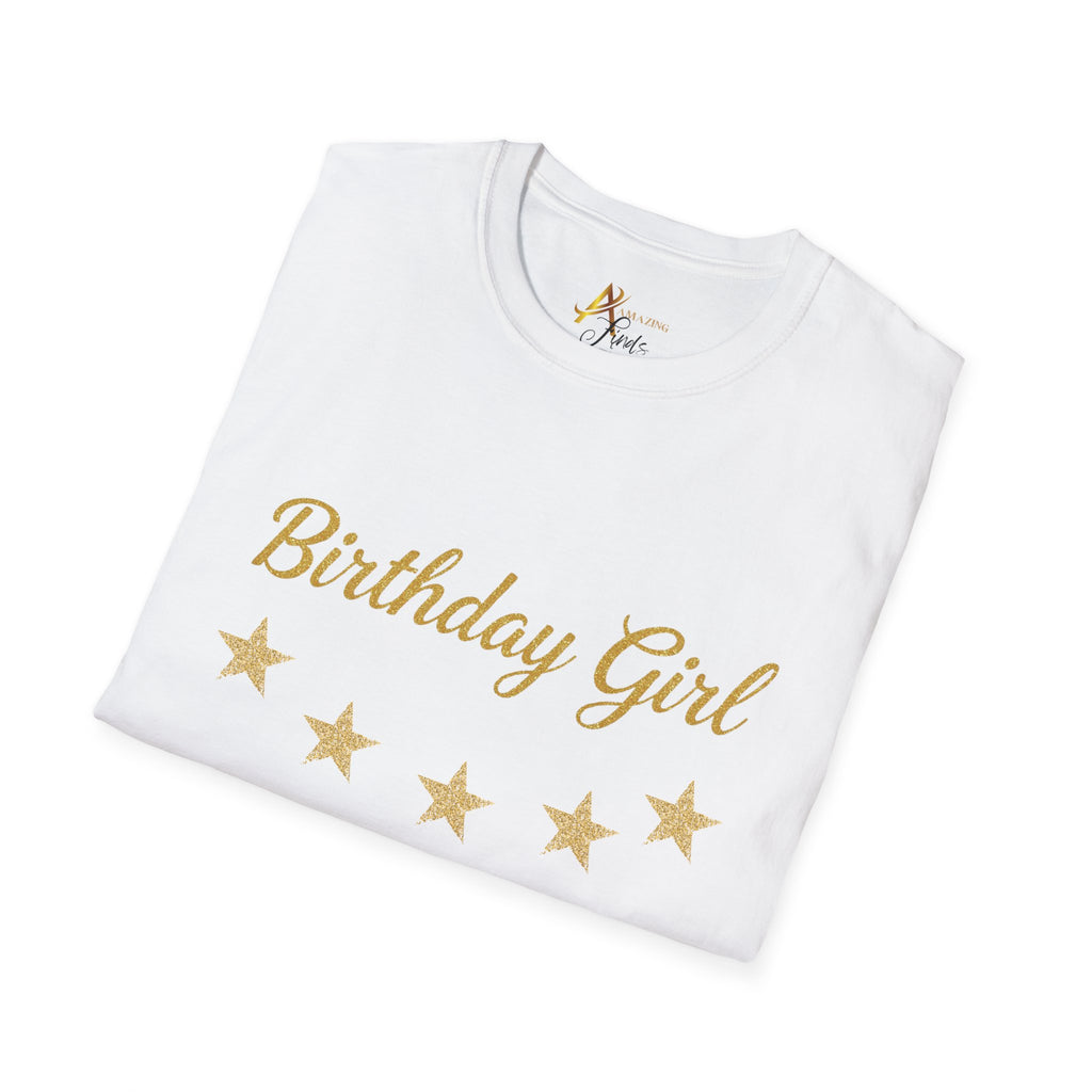 Birthday Girl T‑Shirt — Personalized 'Your Name Here' Gold Stars Tee