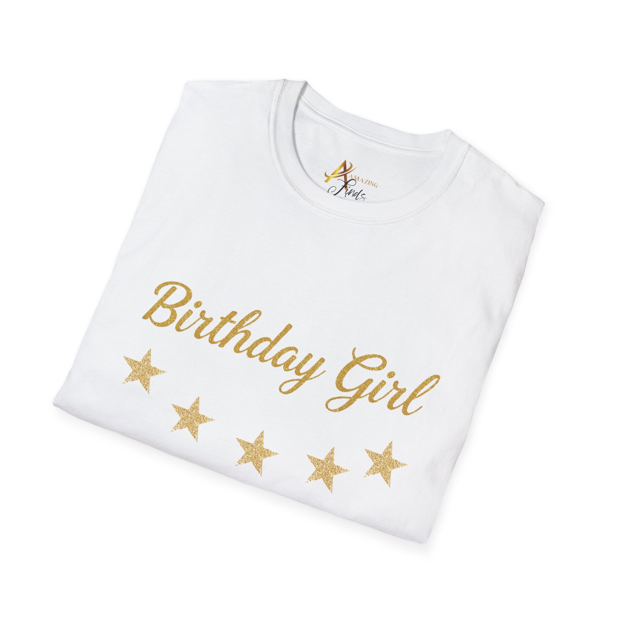 Birthday Girl T‑Shirt — Personalized 'Your Name Here' Gold Stars Tee