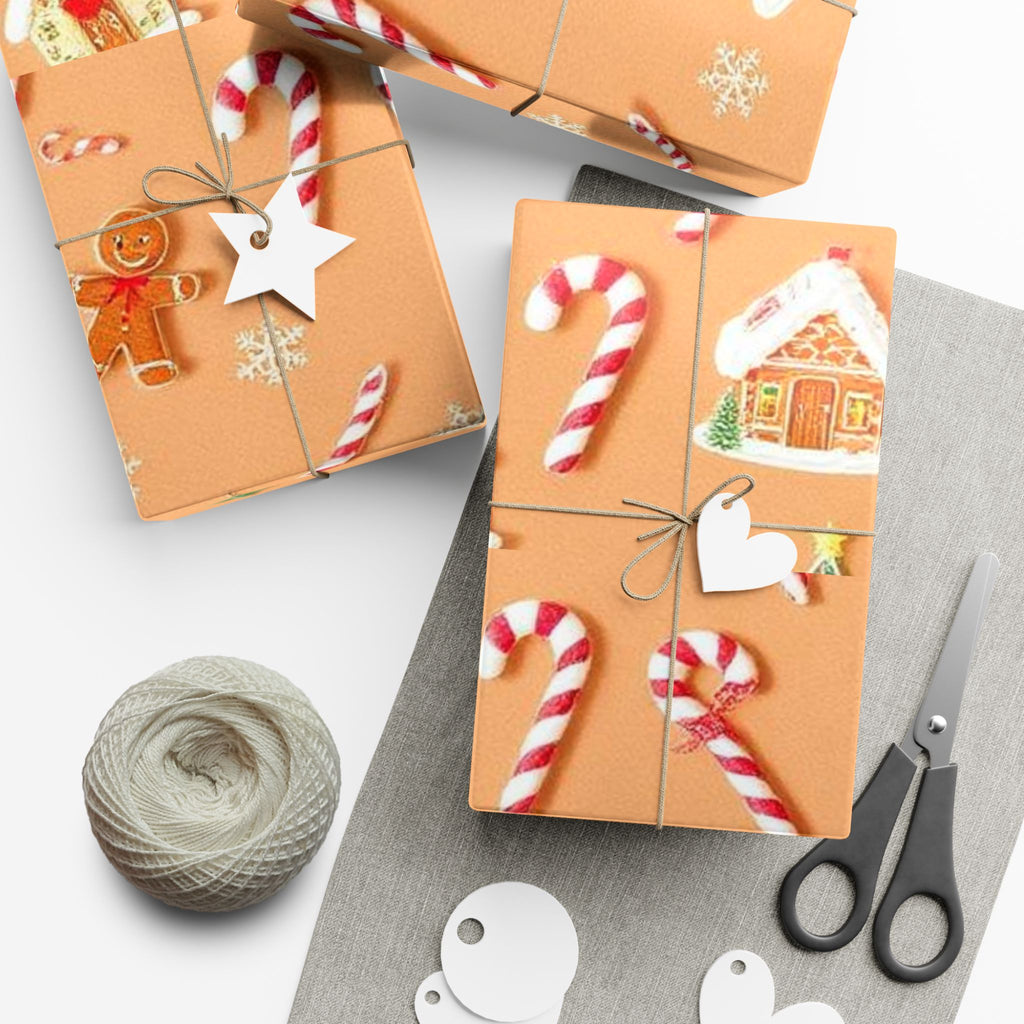 Wrapping Paper — Gingerbread & Candy Cane Holiday Gift Wrap