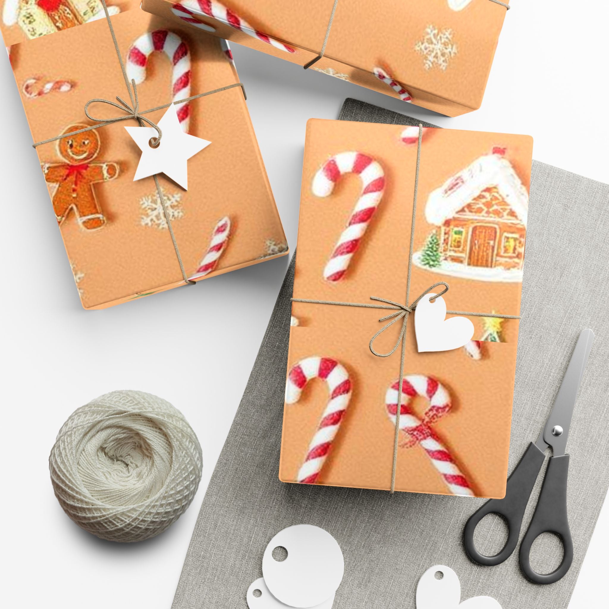 Wrapping Paper — Gingerbread & Candy Cane Holiday Gift Wrap