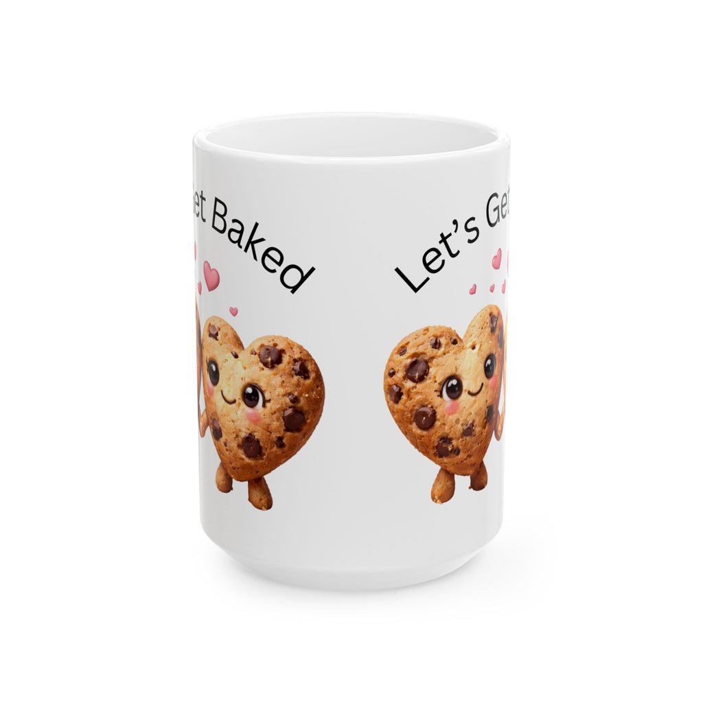 Let's Get Baked — Heart-Shaped Chocolate Chip Ceramic Mug (11oz, 15oz)