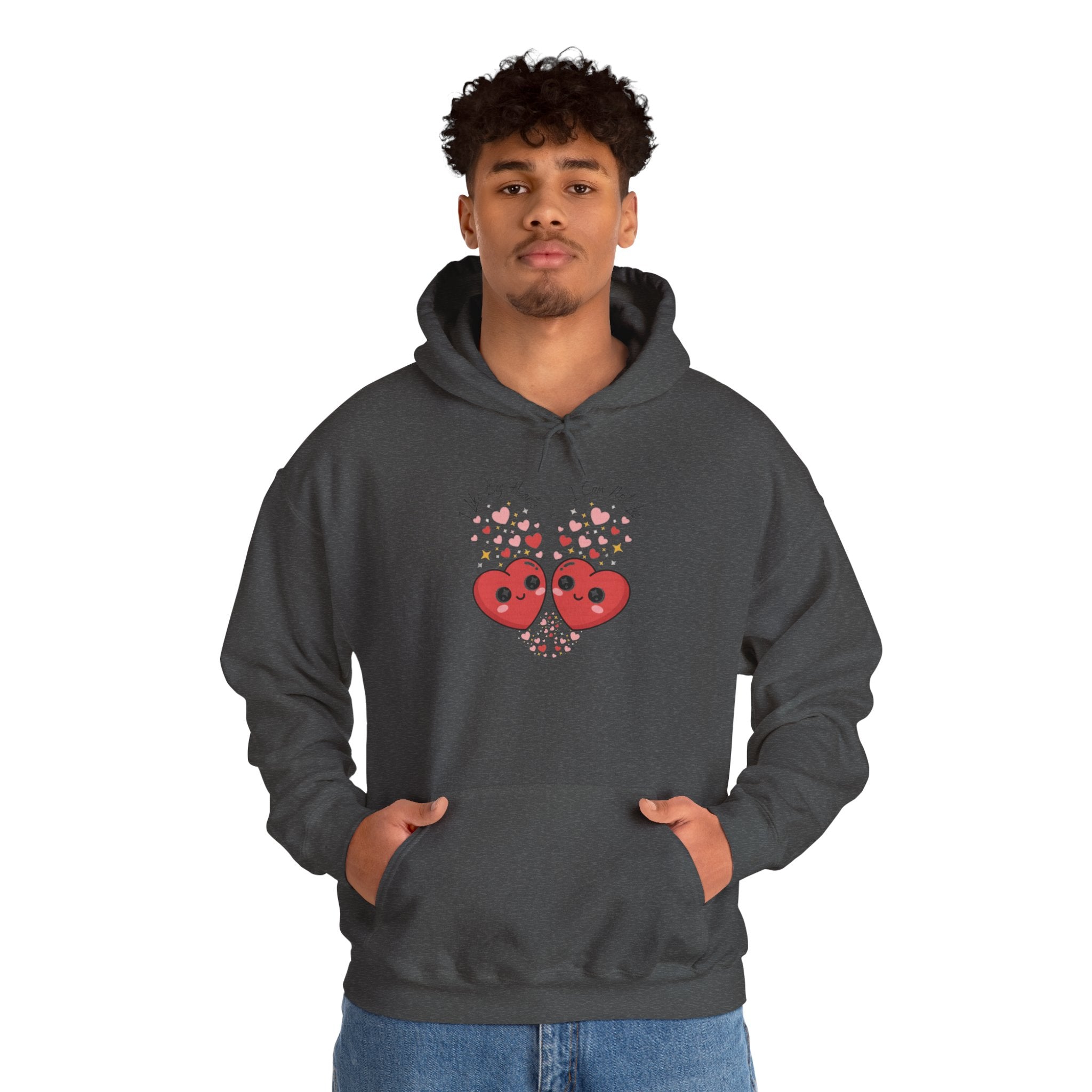 Smug Heart Hoodie — Oversized Smiling Heart with Sparkles & Tiny Hearts