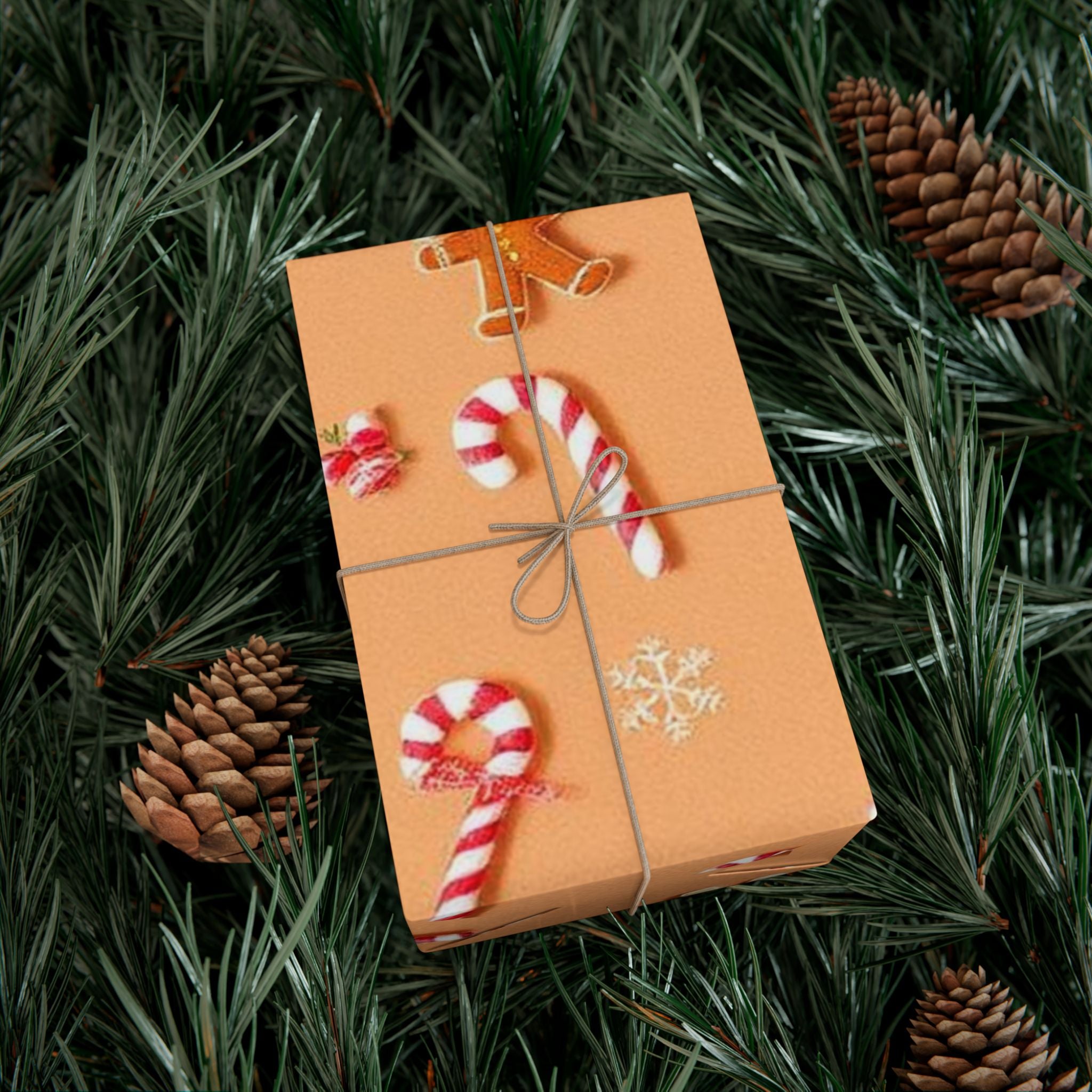 Wrapping Paper — Gingerbread & Candy Cane Holiday Gift Wrap