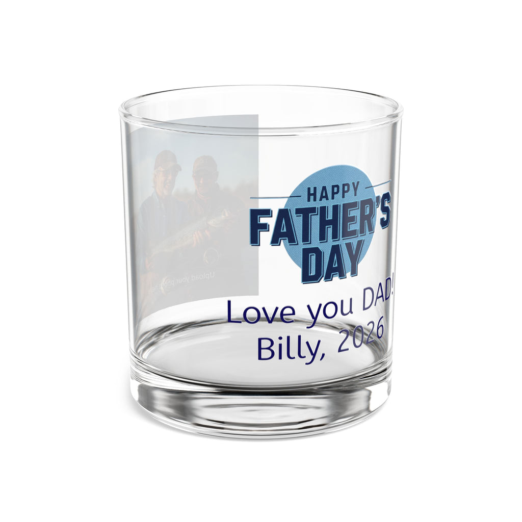 Father's Day Photo Rocks Glass — Personalized 10oz Whiskey Glass (Love You Dad, Custom Name & Year)