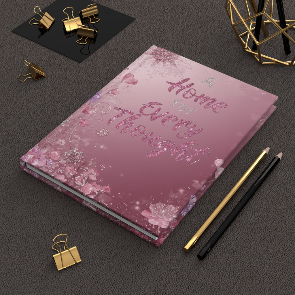 A Home for Every Thought Hardcover Journal — Personalized Pink Floral Notebook