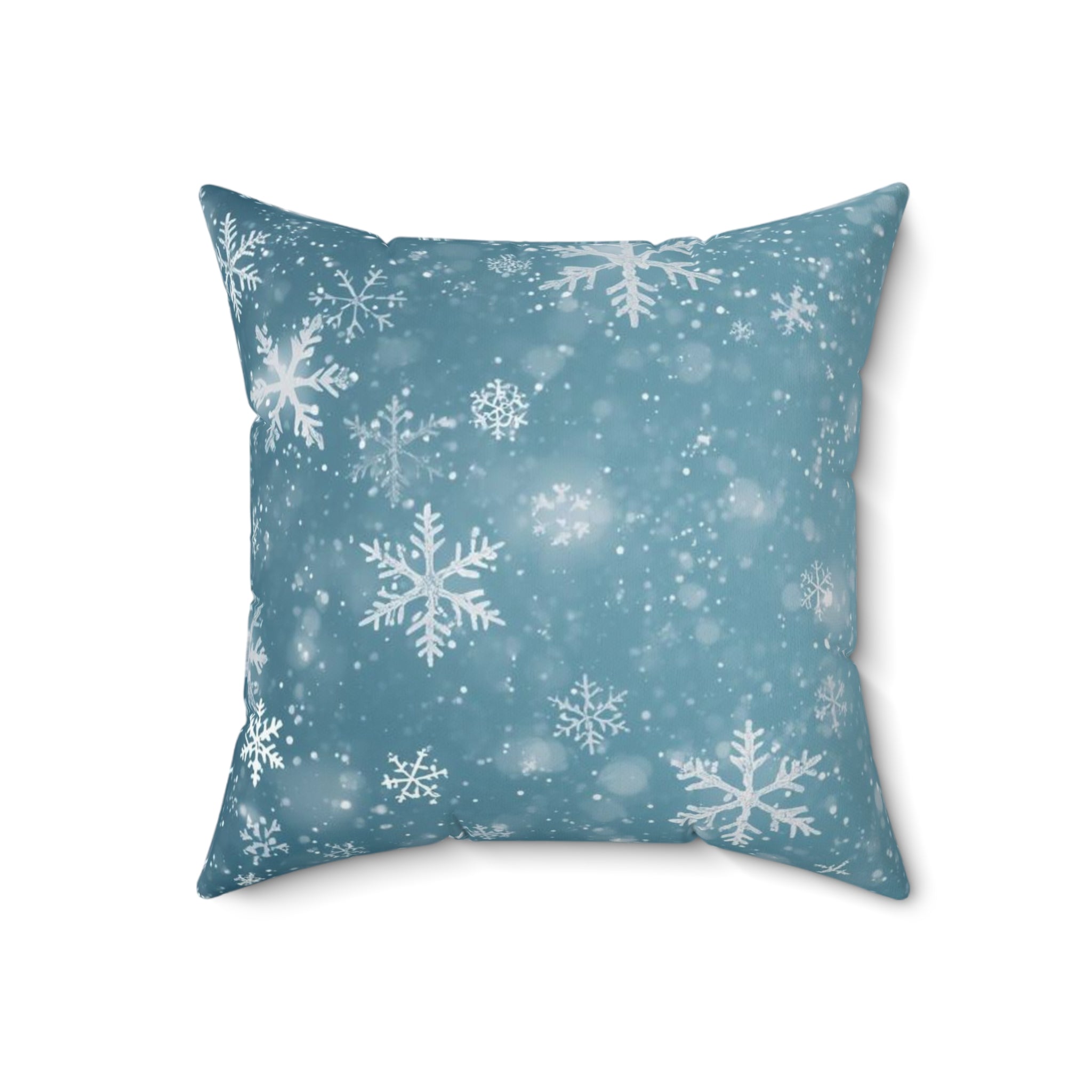 Winter Snowflake Decorative Pillow — Blue Holiday Throw Pillow