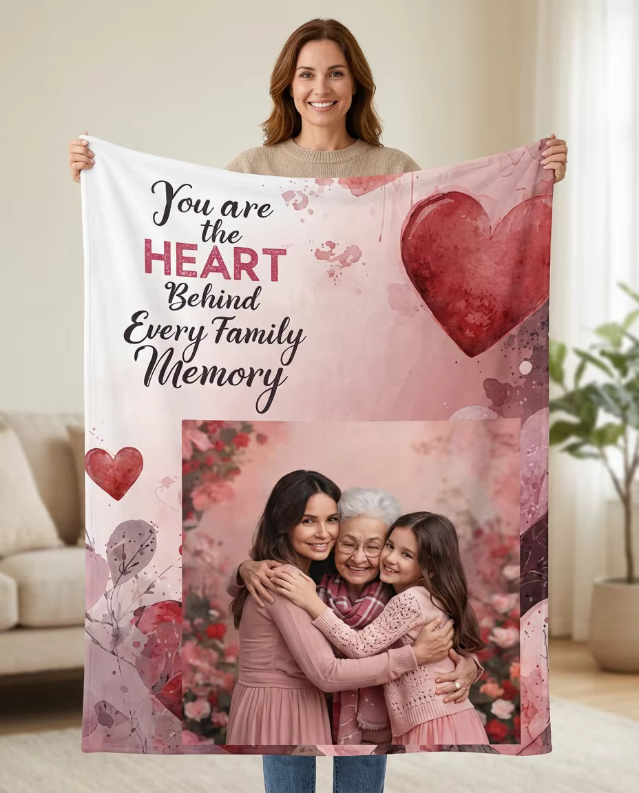 Photo Custom Blanket — "You are the Heart Behind Every Family Memory" Memorial Gift