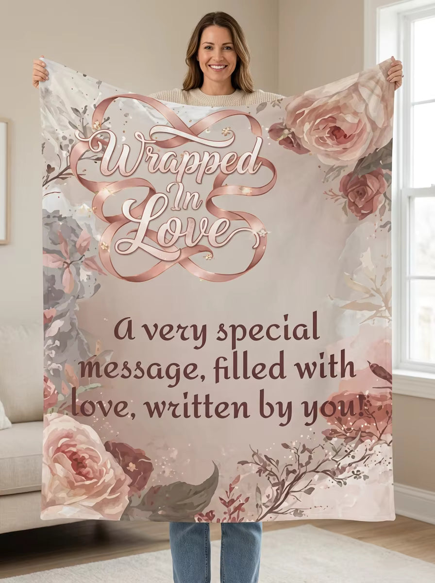 Velveteen Blanket — "Wrapped In Love" Personalized Floral Throw